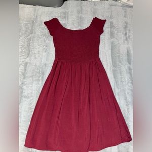 Women’s off the shoulder dark red dress